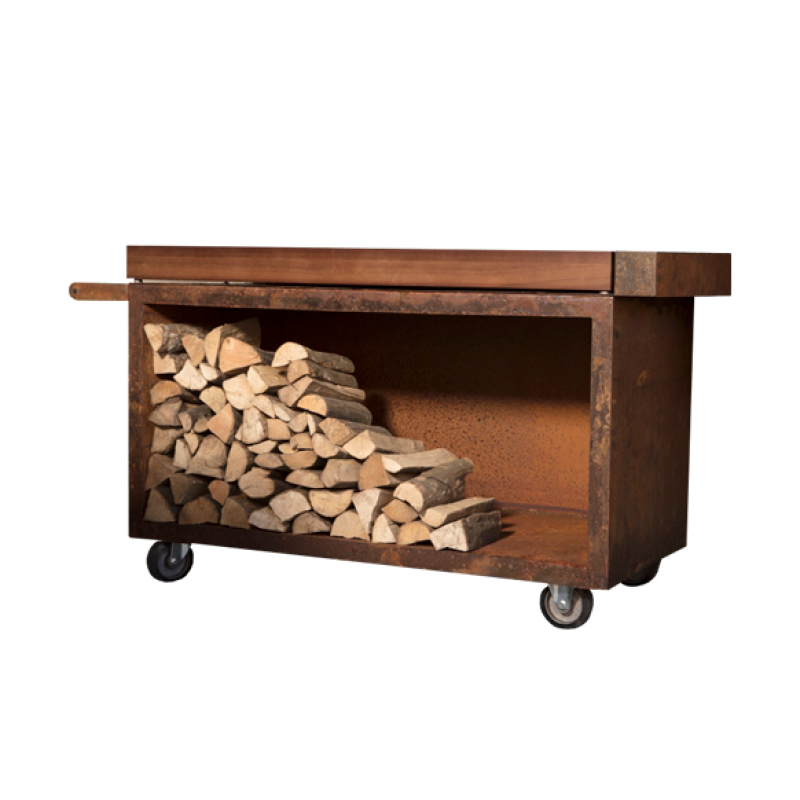 Mise en place table Corten 135 PRO Teak Wood