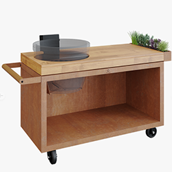 Kamado table Corten 135 PRO teak wood Kamado Joe