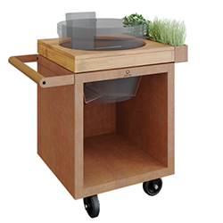 Kamado Table Corten 65 PRO Teak Wood Kamado Joe