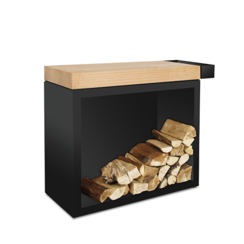 Butcher Block Storage Black 90 Teak Wood