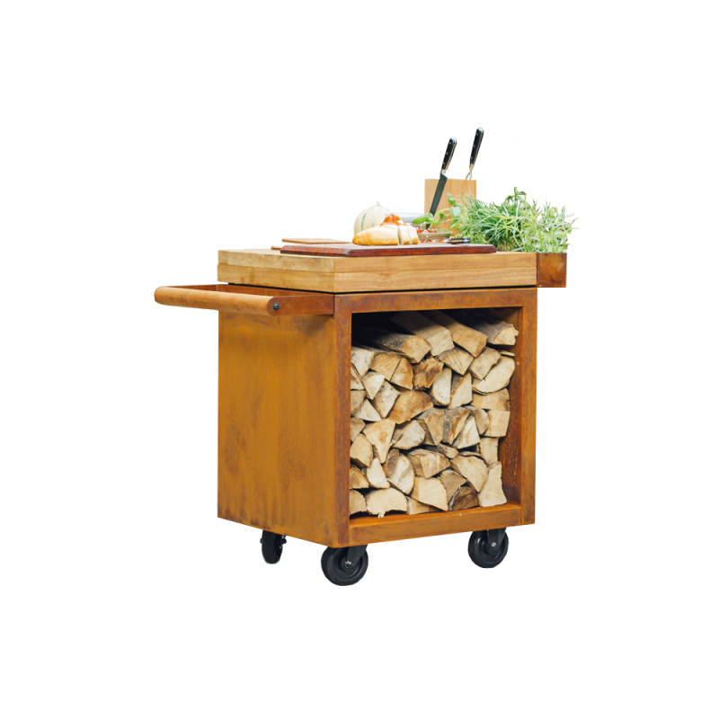 Mise en place table Corten 65  PRO Teak Wood